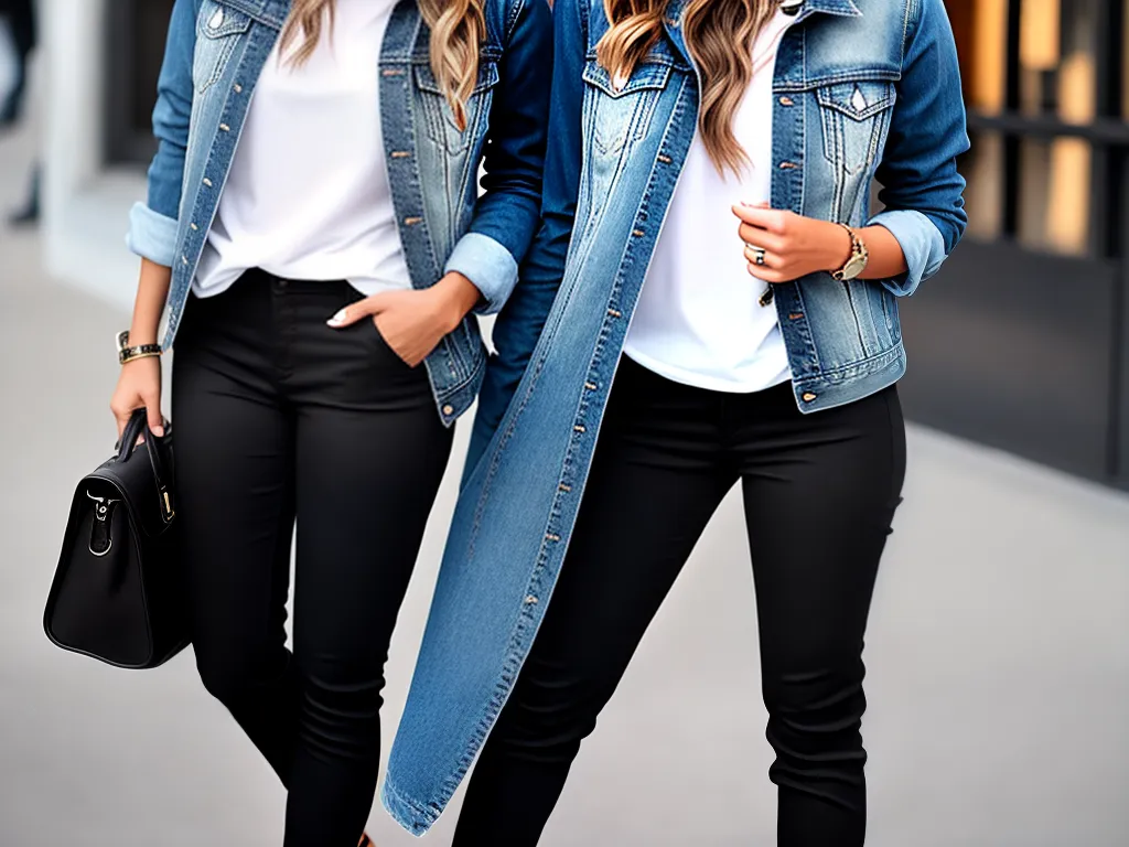 fotografia calca preta com jaqueta jeans