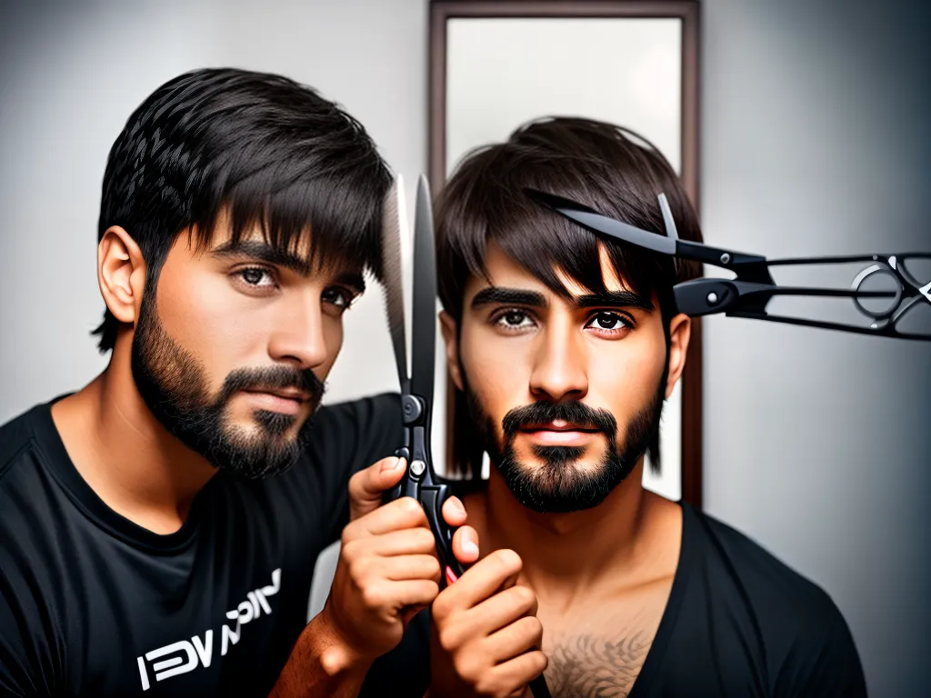 fotografia cortar o proprio cabelo masculino