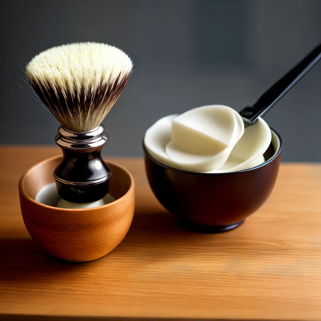 Fotos barbearia luxo navalha creme madeira