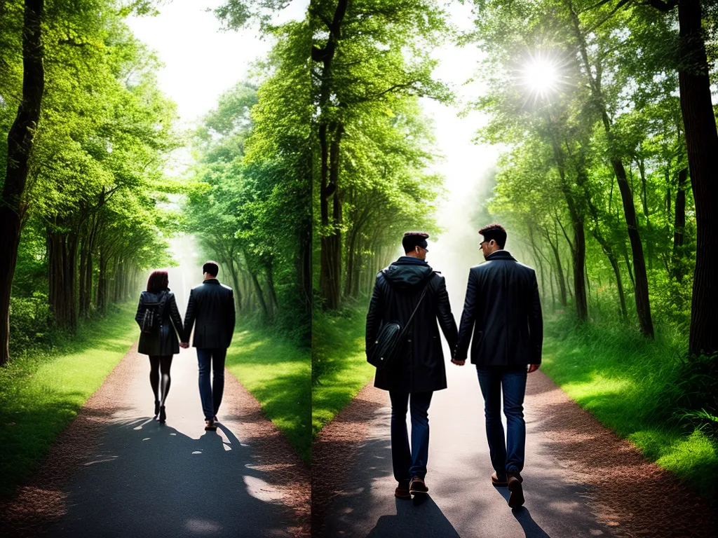 Como manter um relacionamento amoroso saudável e duradouro. 4 Fotos casal caminhada sol sorriso amor