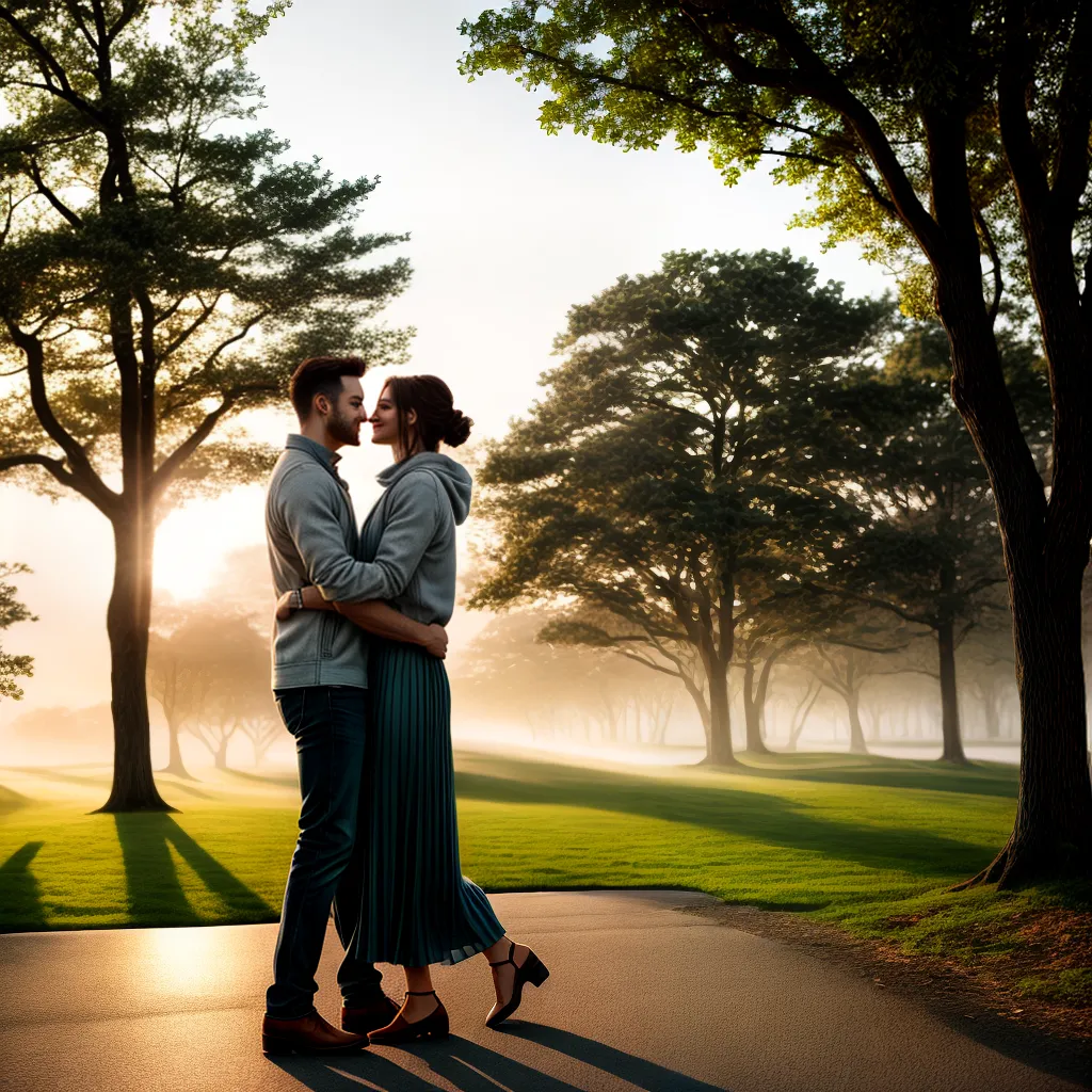 Fotos casal passeio parque por do sol
