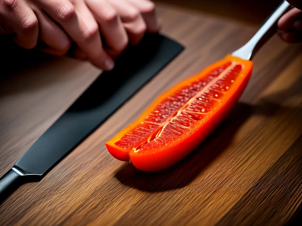 Fotos chef cortando pimentao vermelho