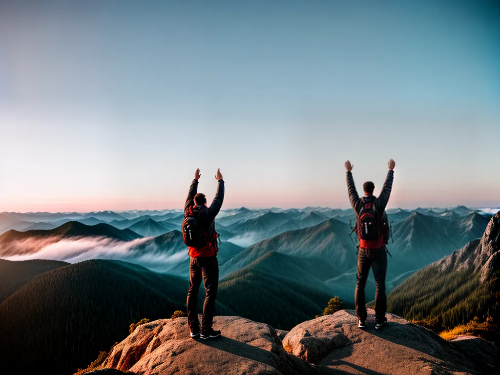 Como alcançar a autorrealização em sua vida pessoal. Fotos conquista montanha vista braco