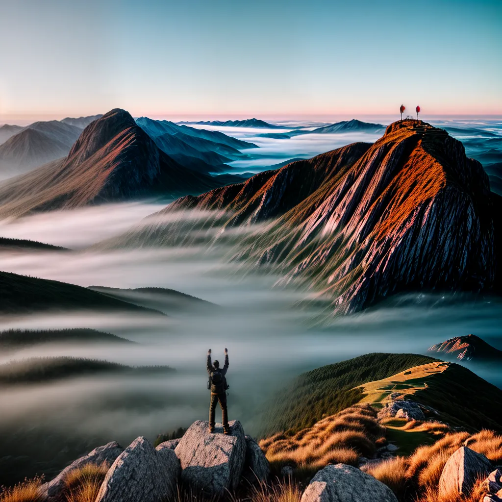 Como alcançar a autorrealização em sua vida pessoal. 1 Fotos conquista topo montanha bracos alto