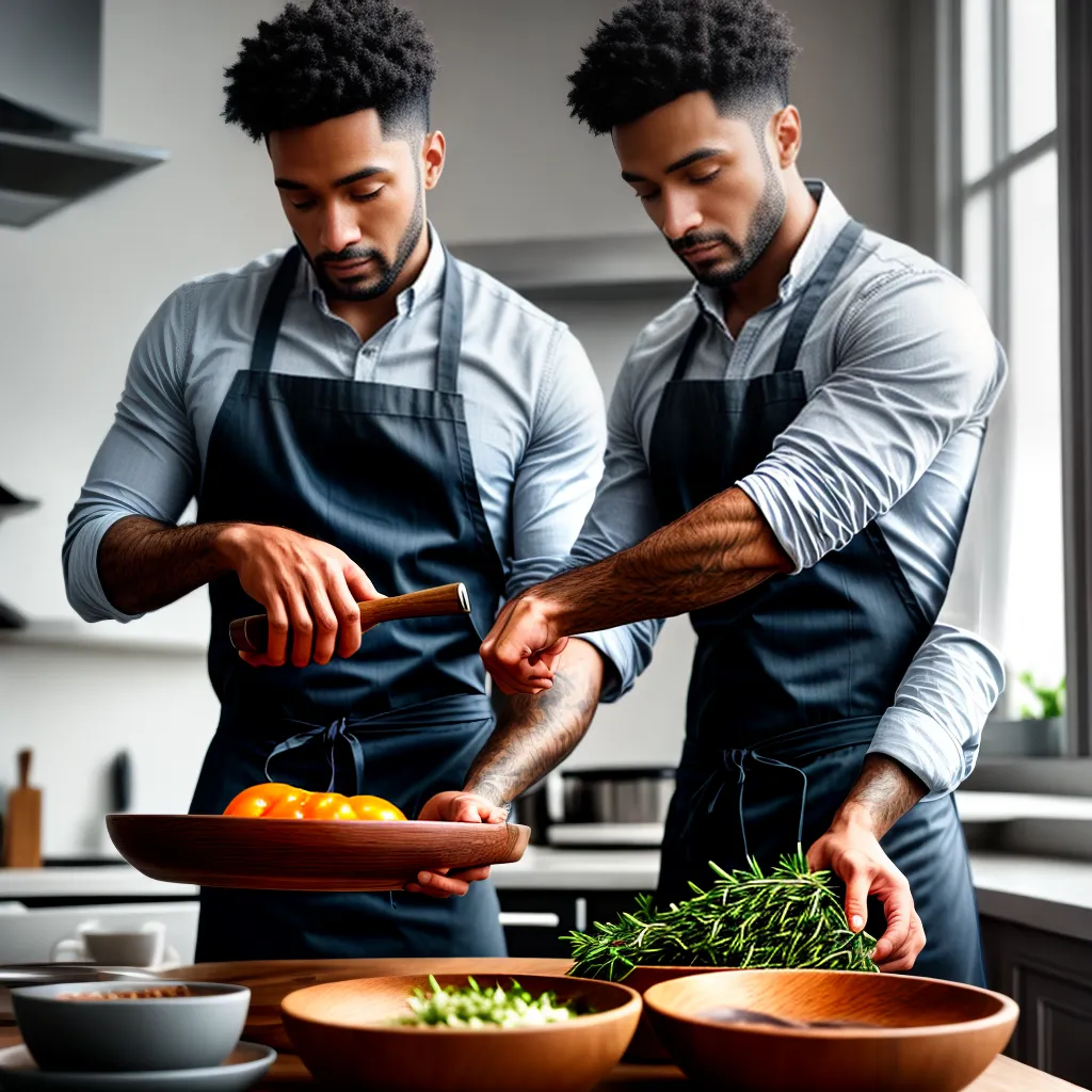 Fotos cozinheiro ervas frescas preparo