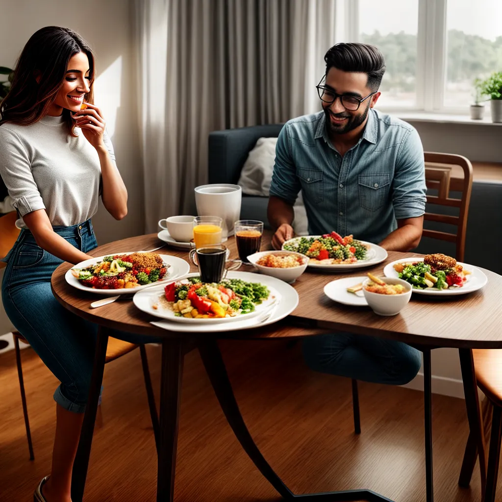 Fotos cozinheiro feliz preparando refeicao familia mesa