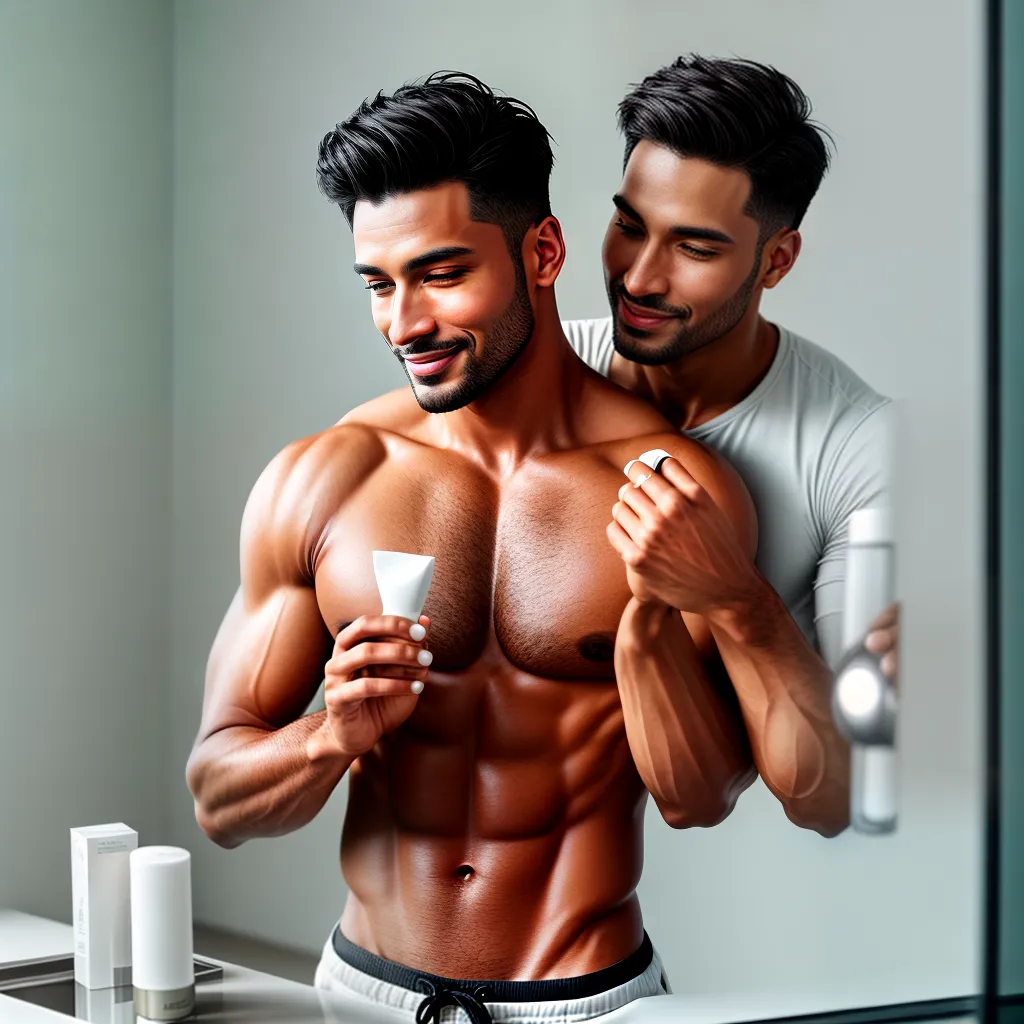 Fotos cuidado pele masculina espelho