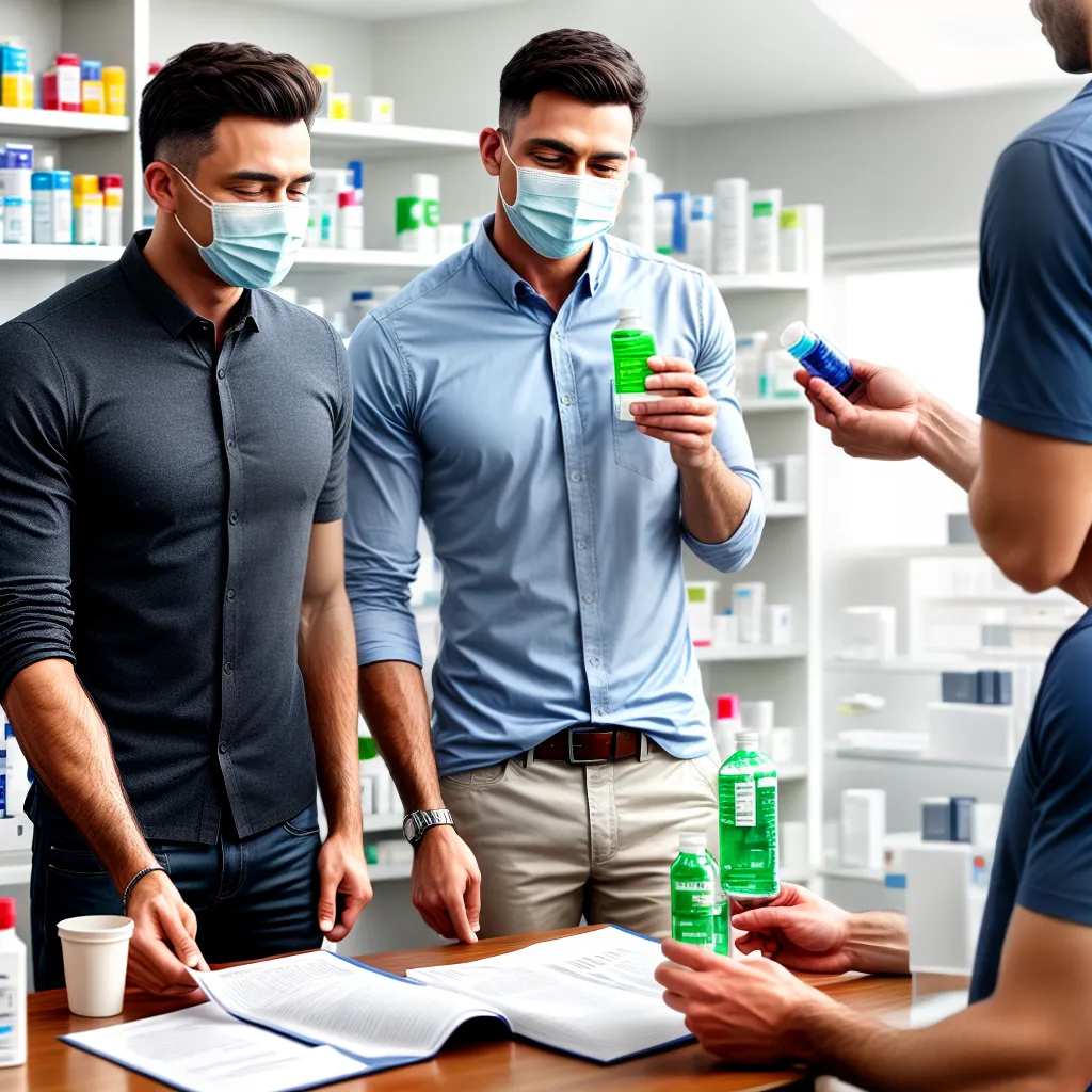 Fotos farmaceutico paciente mascara receita