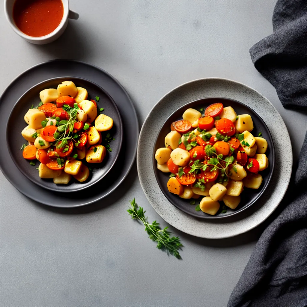 Fotos gnocchi batata doce molho tomate ervas