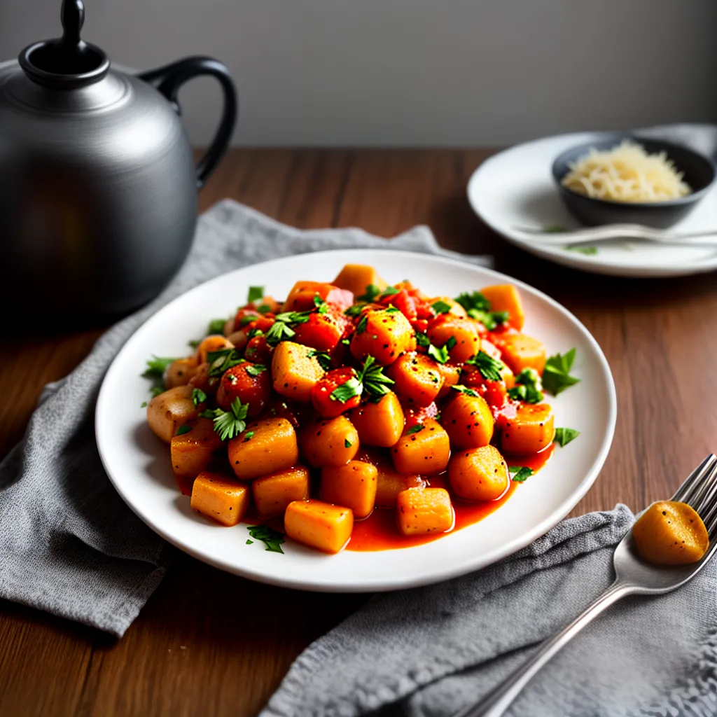 Fotos gnocchi doce batata molho tomate