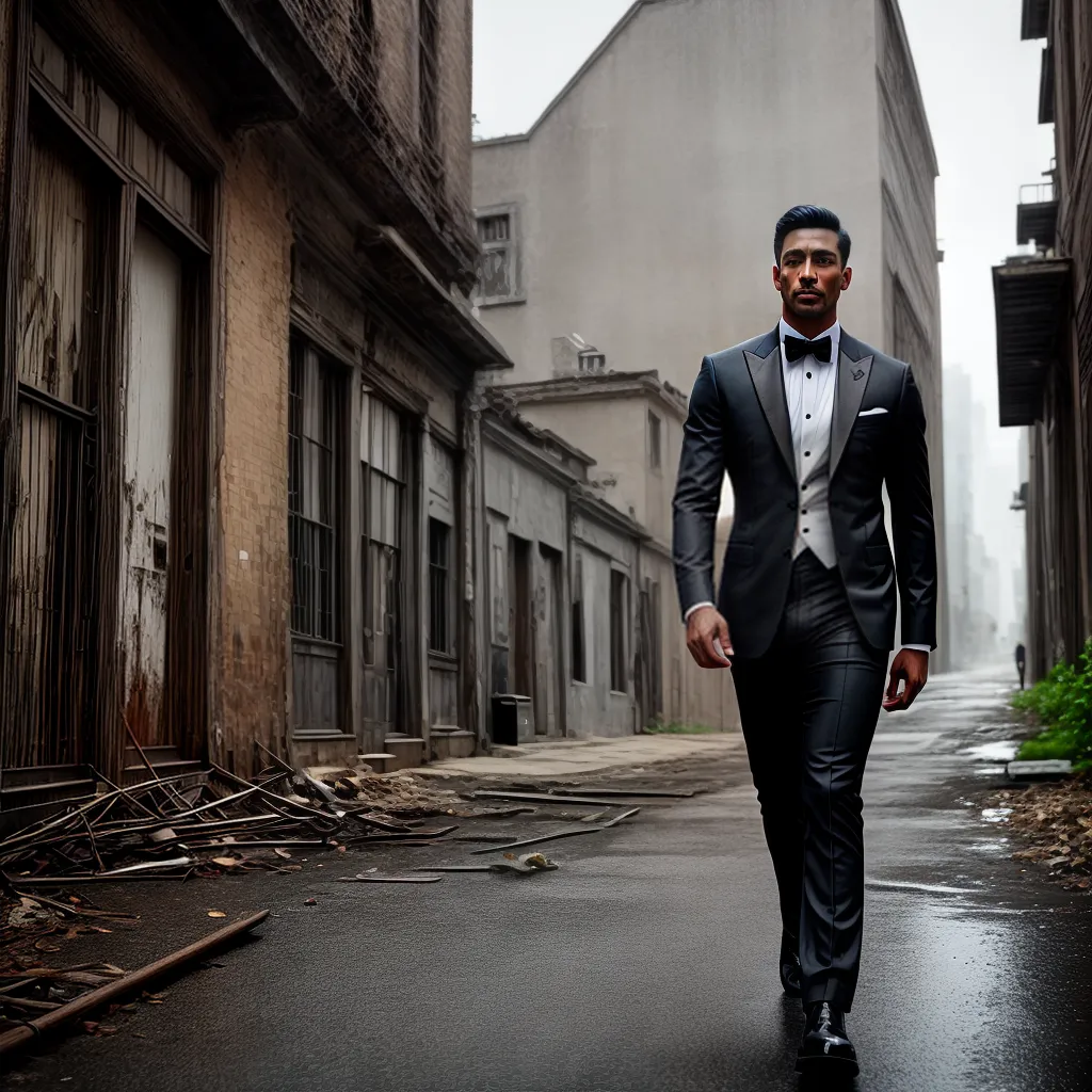 Fotos homem elegante decadencia predio