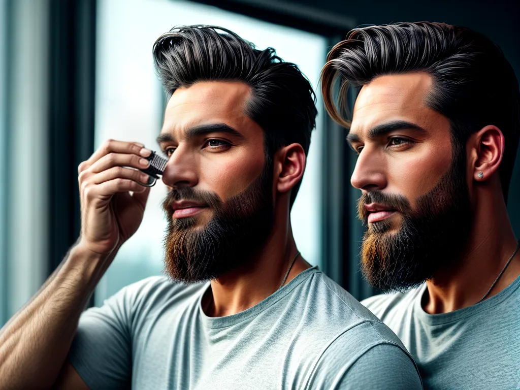 Fotos homem espelho grooming barba