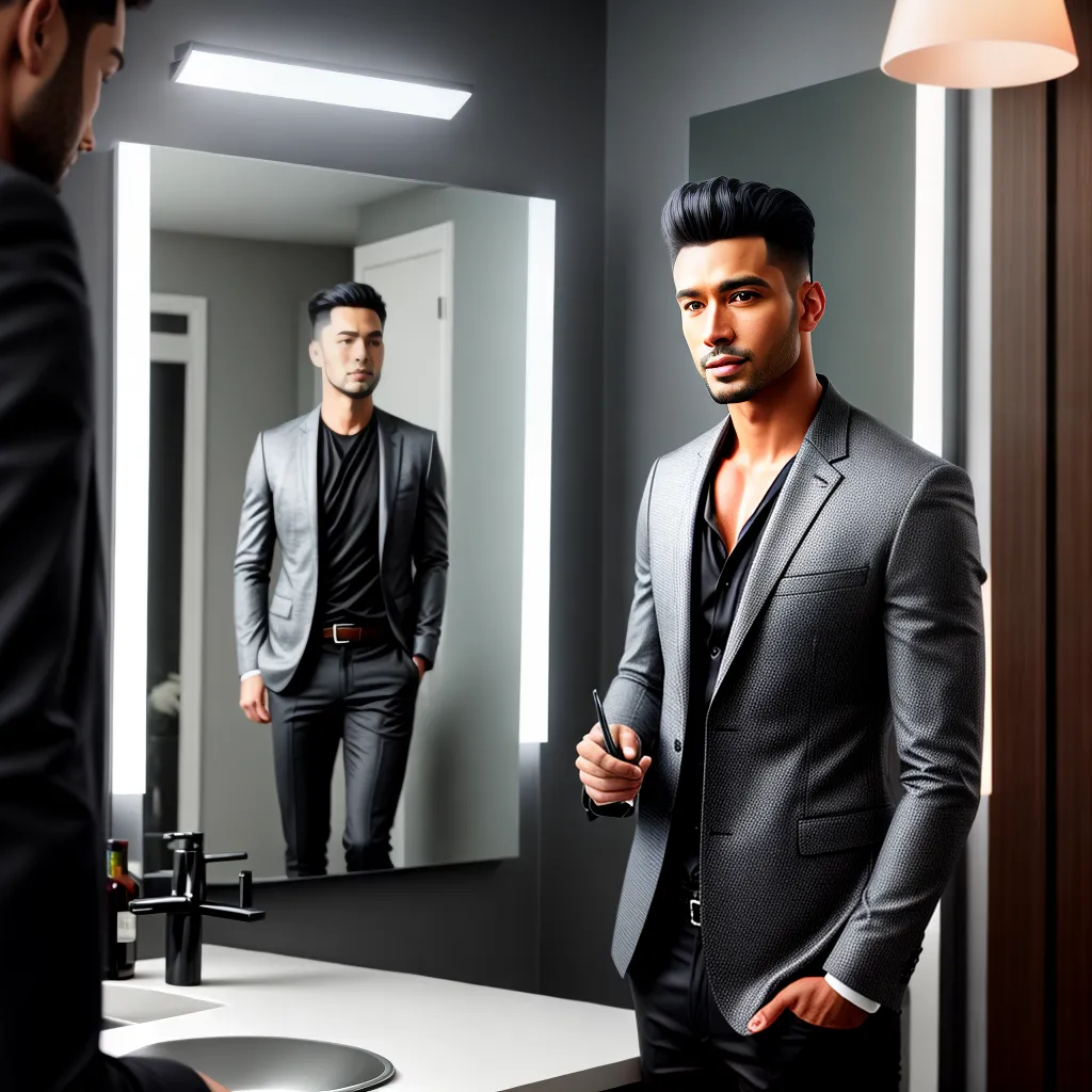 Fotos homem estilo espelho reflexo confianca