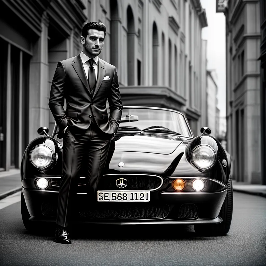Fotos homem italiano carro preto e branco