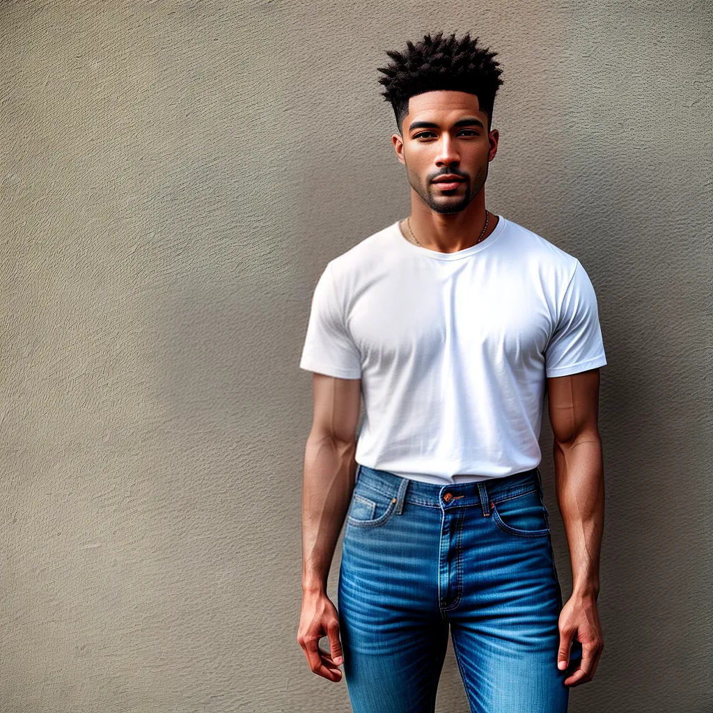 Fotos homem jeans camiseta brickwall