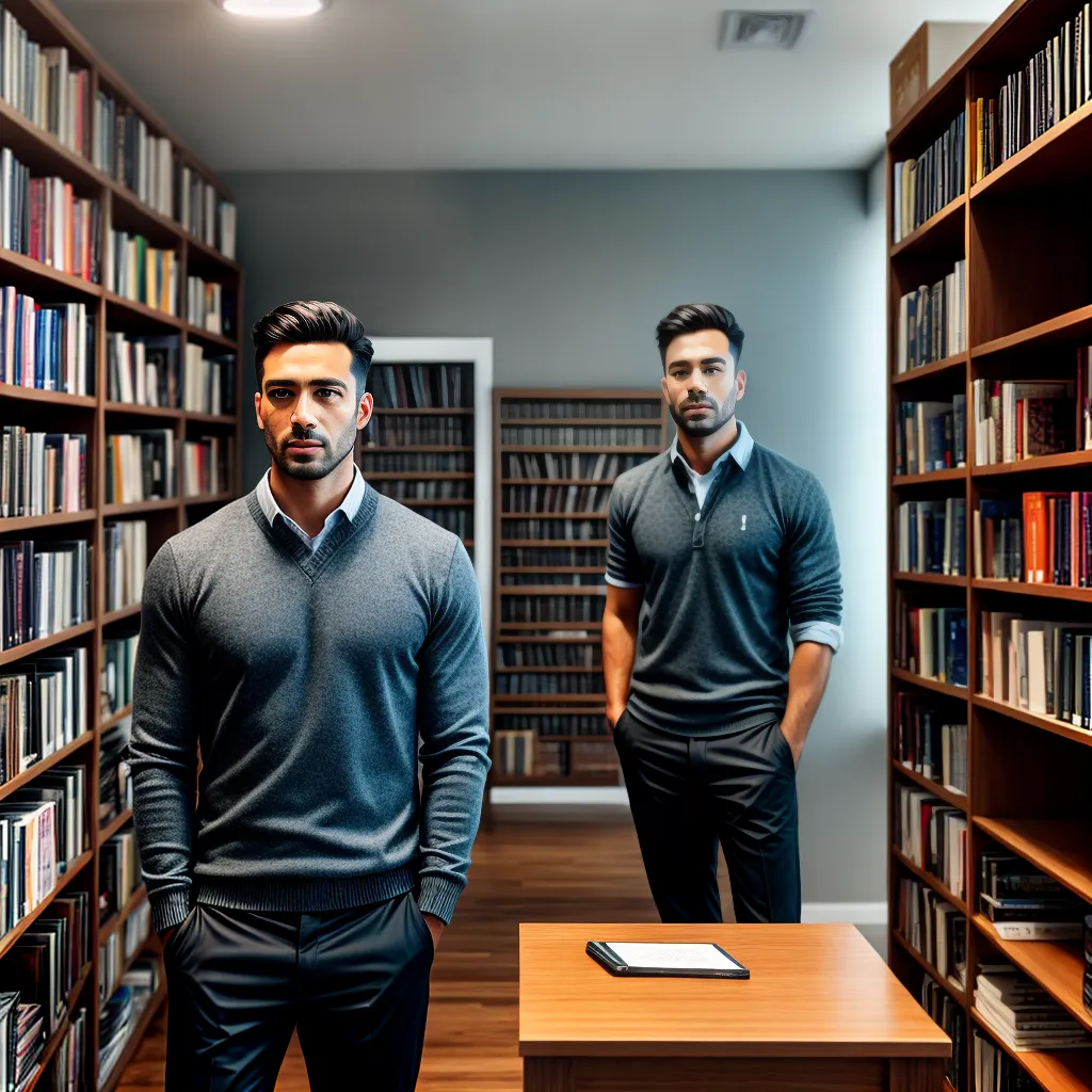 Como escolher o próximo livro para ler na literatura masculina? 2 Fotos homem livros estante leitura