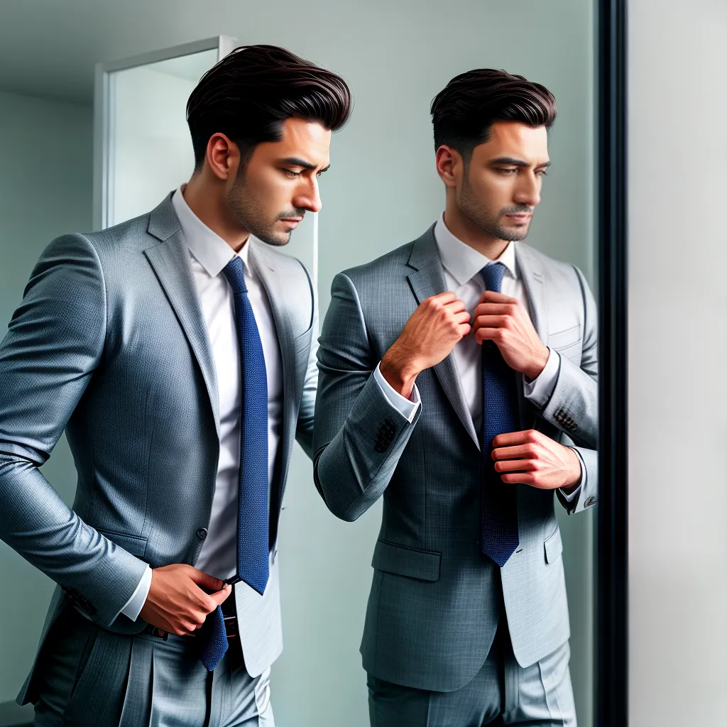 Fotos homem negocios espelho autoconfianca