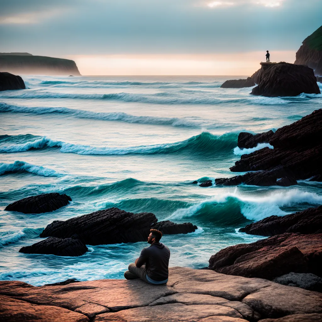 Fotos homem paz oceano rocha