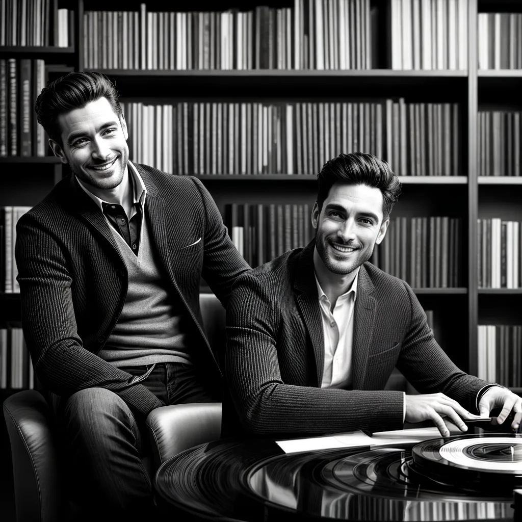 Fotos homem poltrona discos livros musica