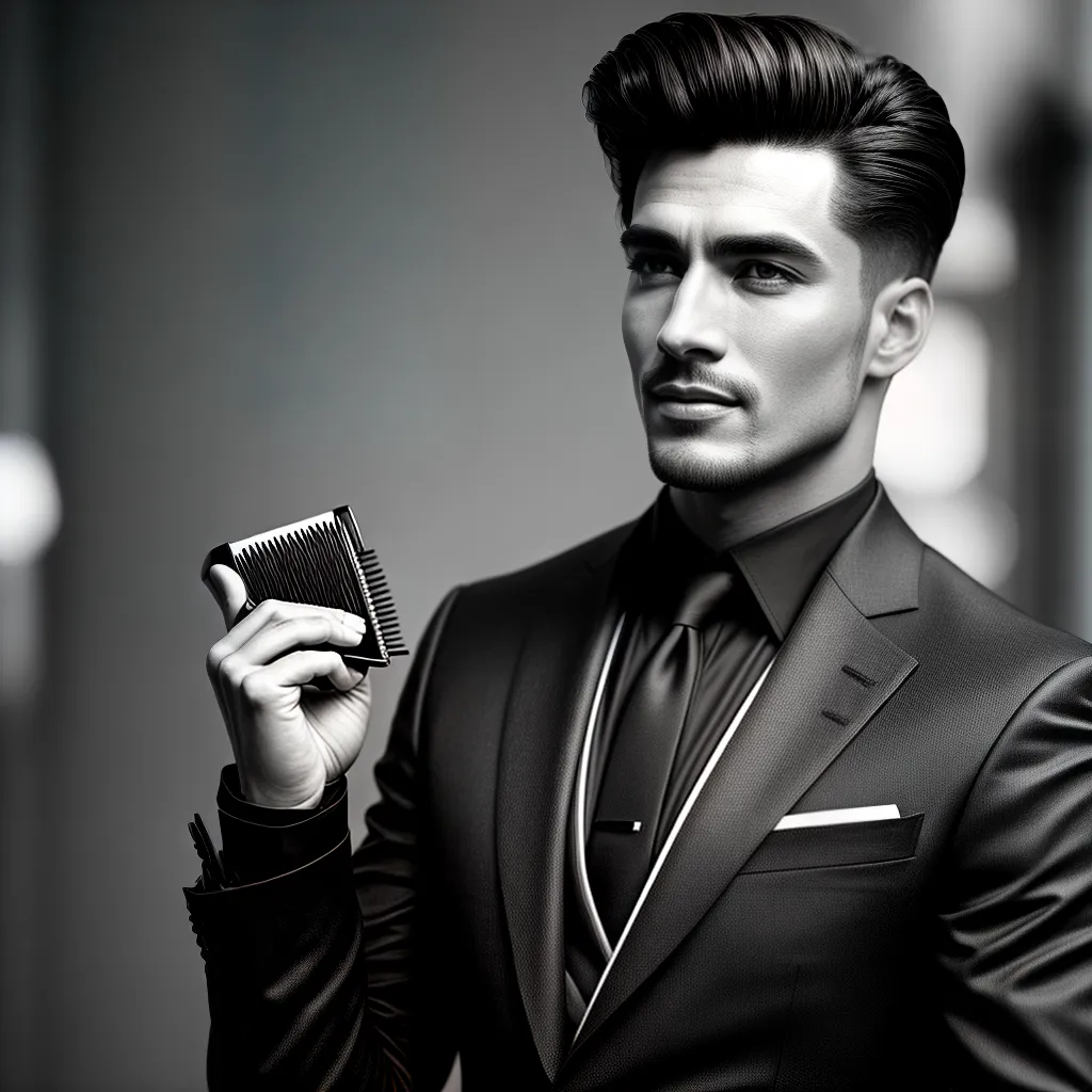 Fotos homem pompadour pente gel preto branco