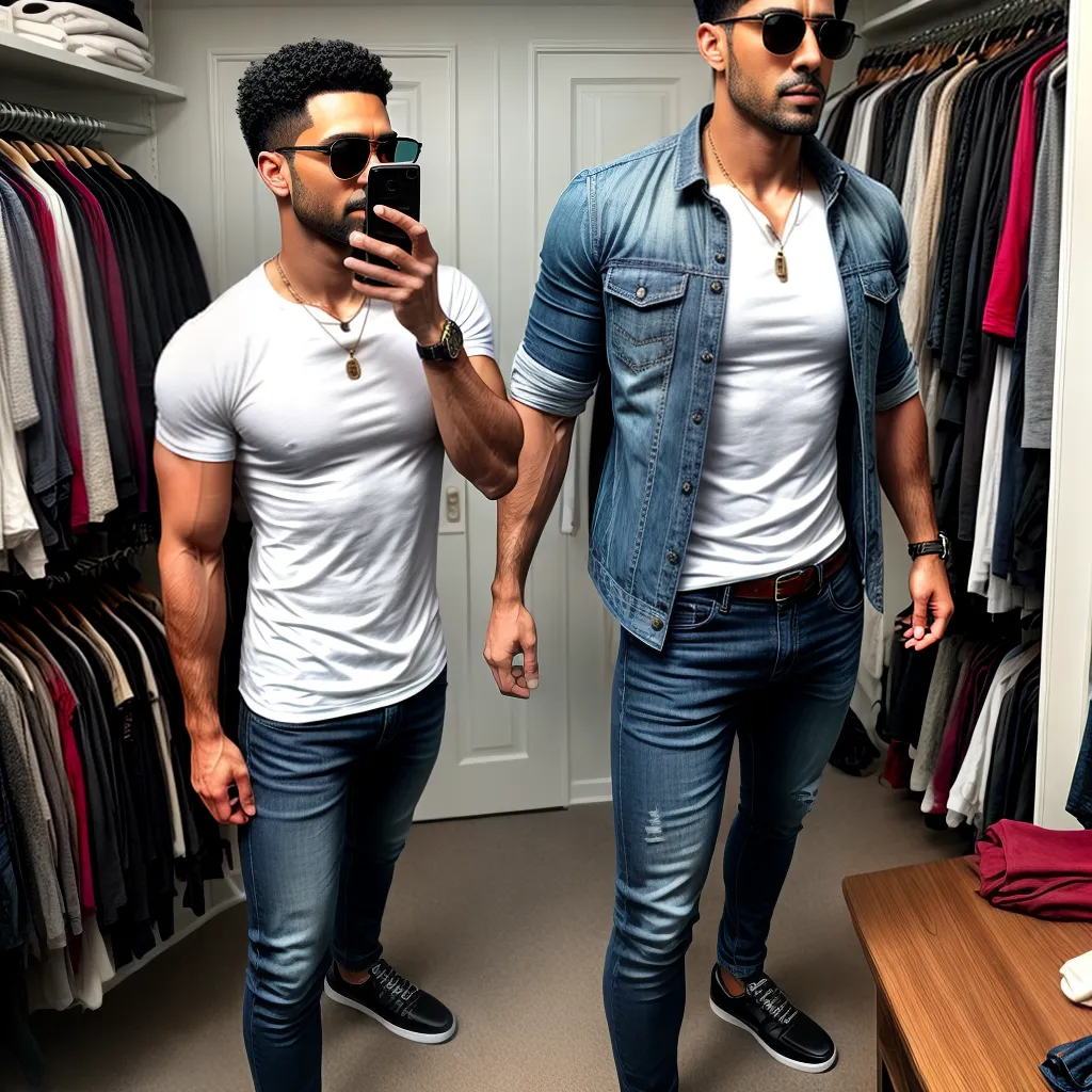 Fotos homem regata jeans closet solares