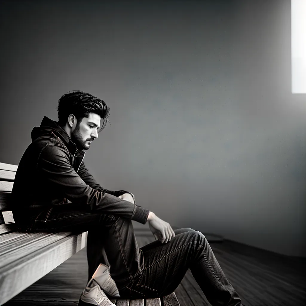 Fotos homem solidao banco preto branco 1