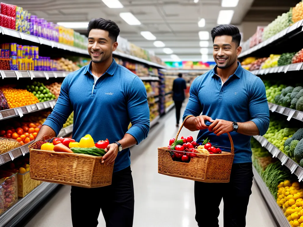 Fotos homem supermercado alimentos saudaveis