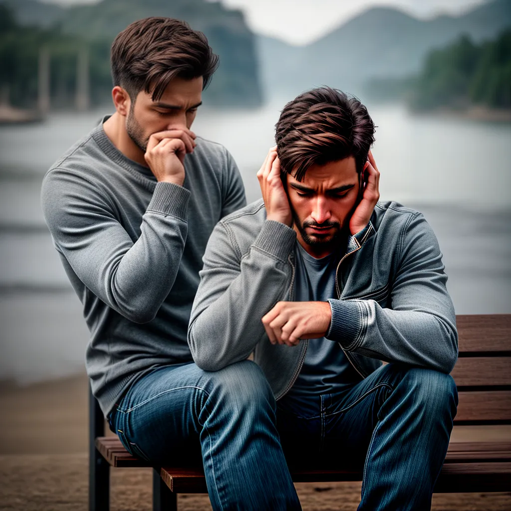Fotos homem triste banco isolamento mental