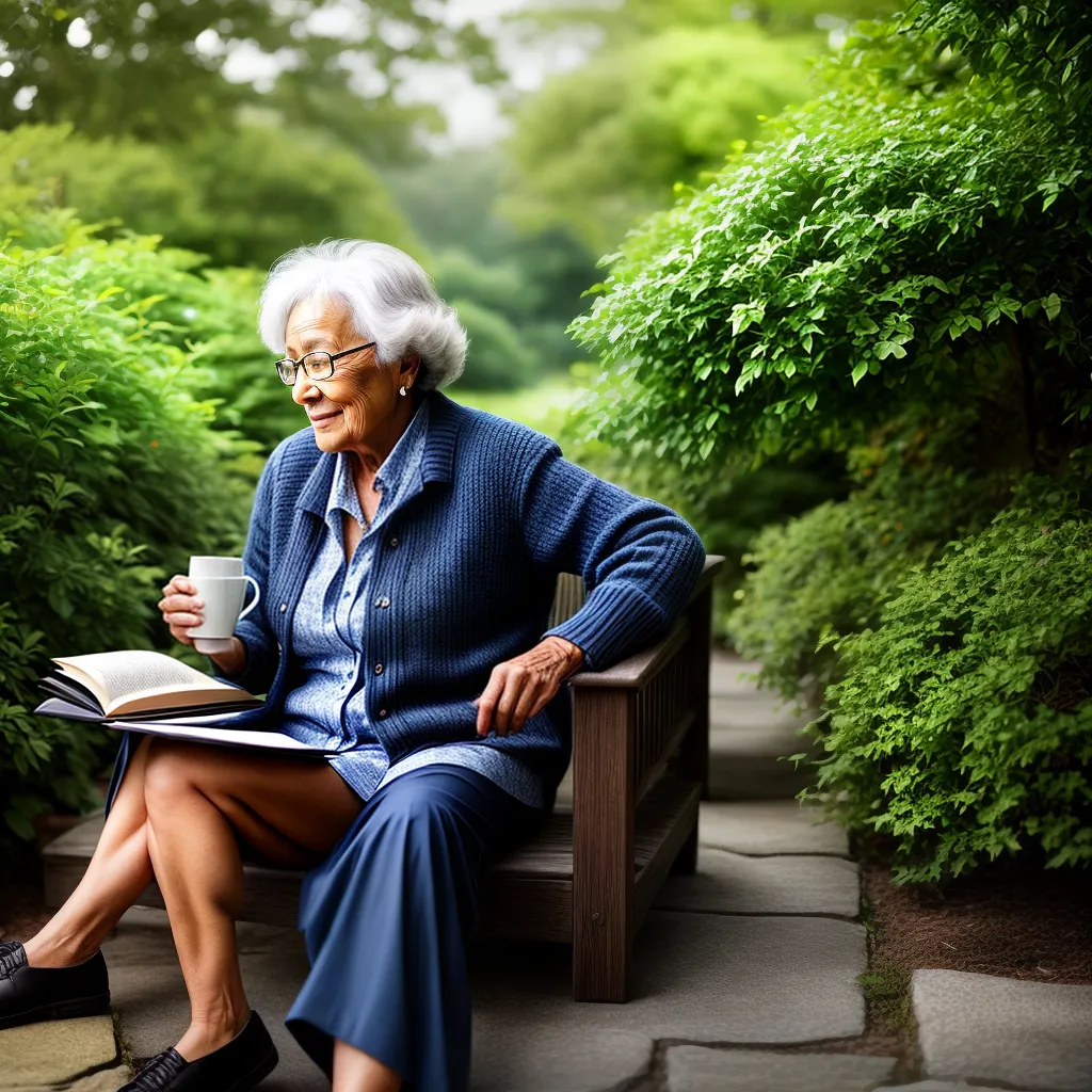 Como encontrar felicidade na aposentadoria: reflexões sobre autoavaliação 4 Fotos jardim idoso leitura paz