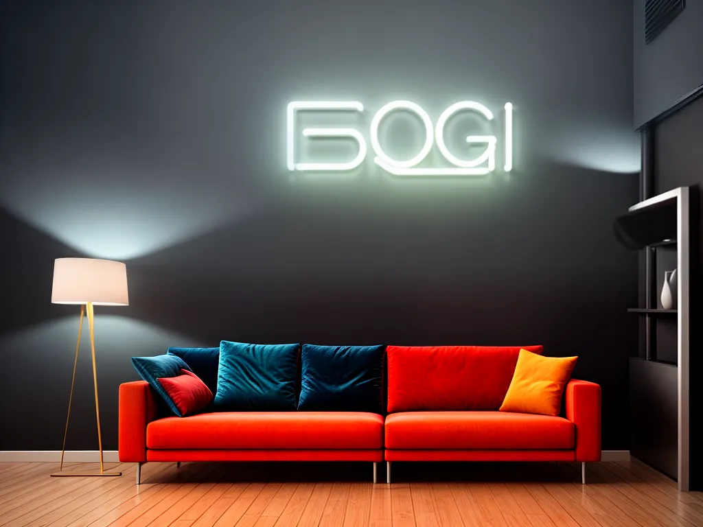 Como utilizar o néon na decoração de interiores 1 Fotos letreiro neon motivacional sala veludo