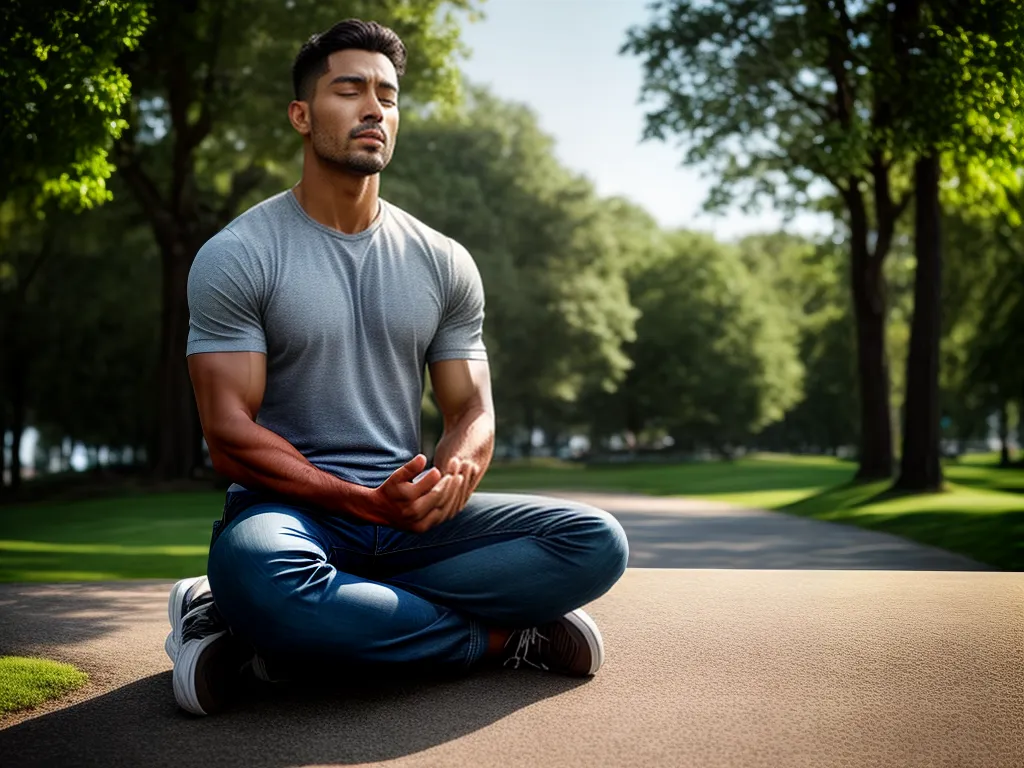 Por que cuidar da saúde mental é importante para homens modernos Fotos meditacao homem parque natureza paz