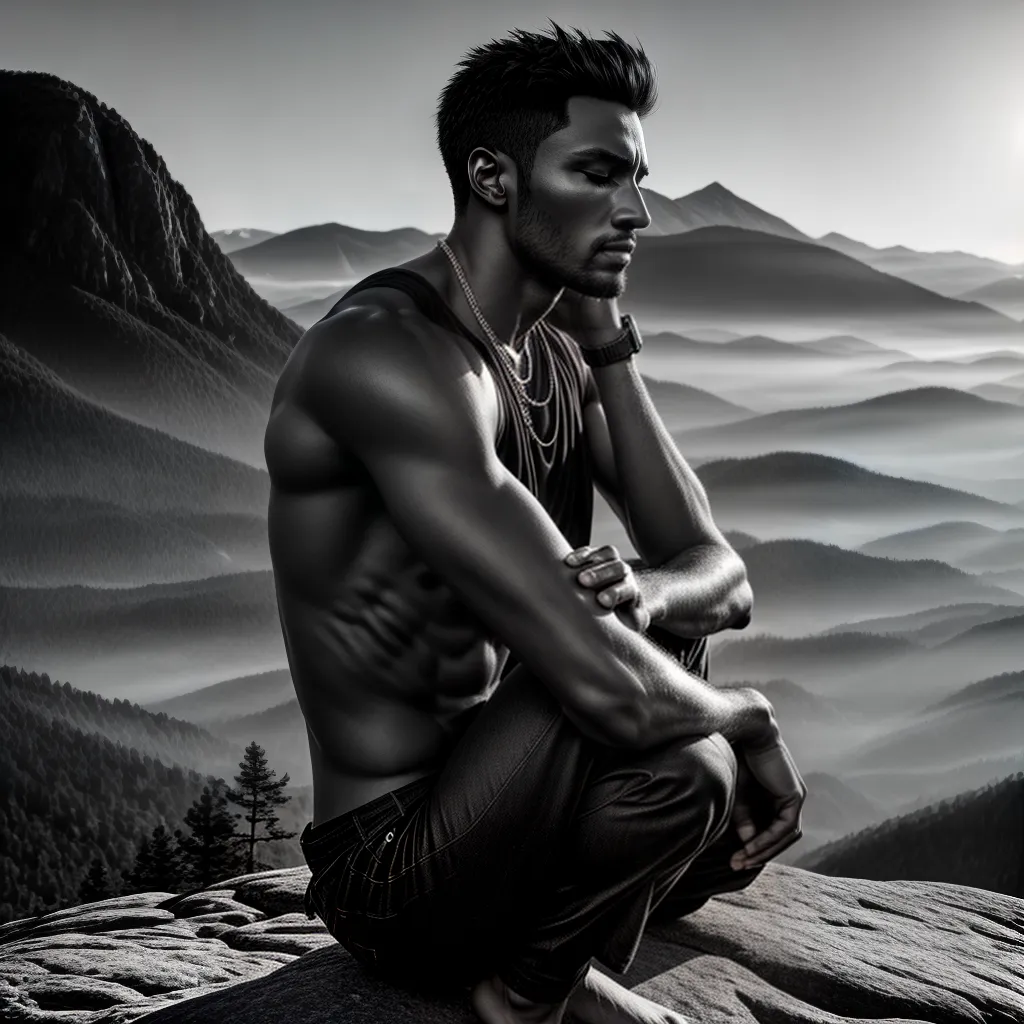 Fotos meditacao masculina montanhas sol