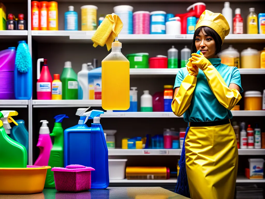 Fotos mulher luvas amarelas limpeza produtos