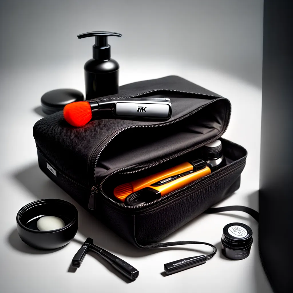 Fotos necessaire preta barba deo escova limpeza