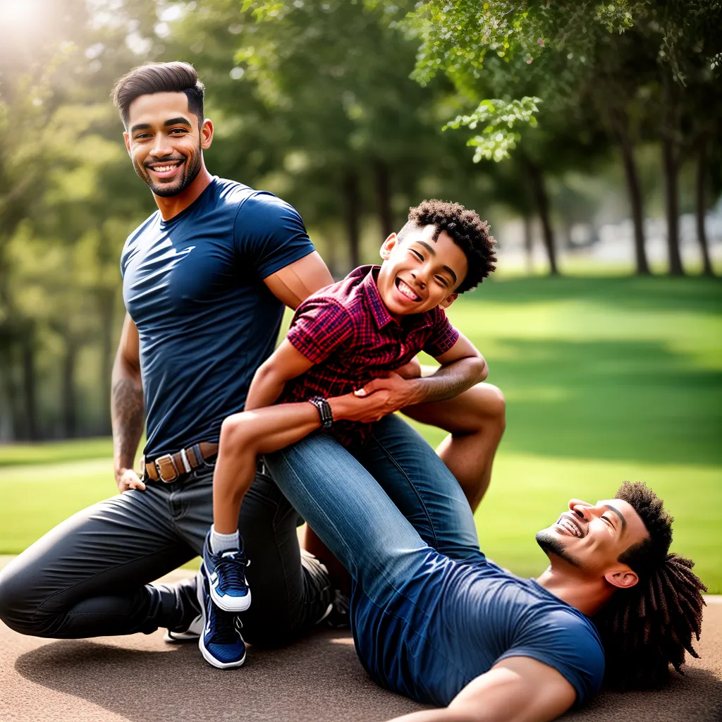 Fotos pai filho brincando parque felicidade