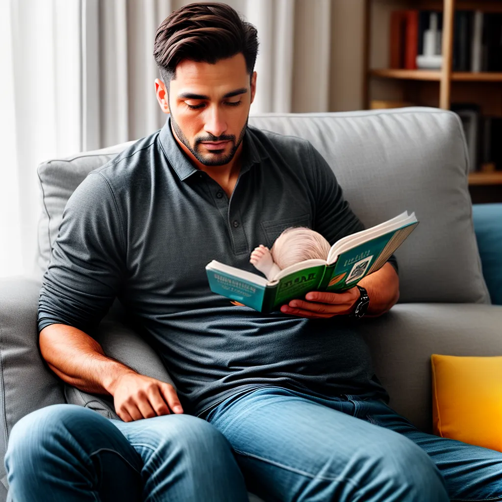 Fotos pai leitura bebe berco determinado