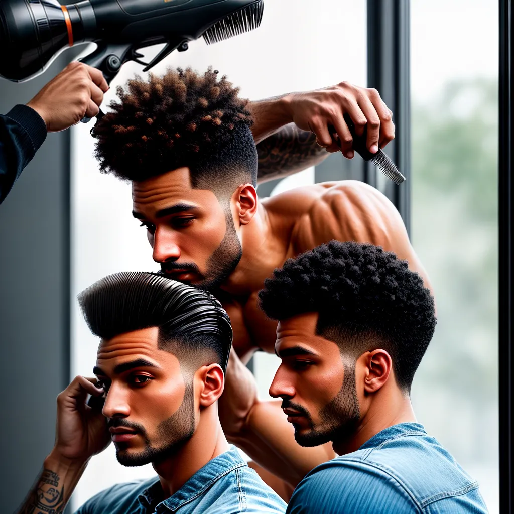 Fotos pente secador pompadour cabelo homem