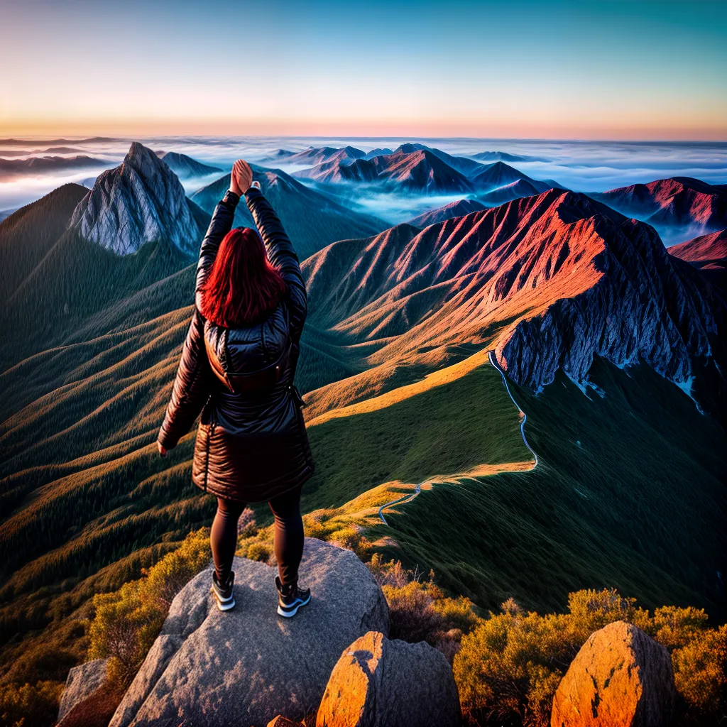 Fotos pessoa topo montanha por do sol amigos
