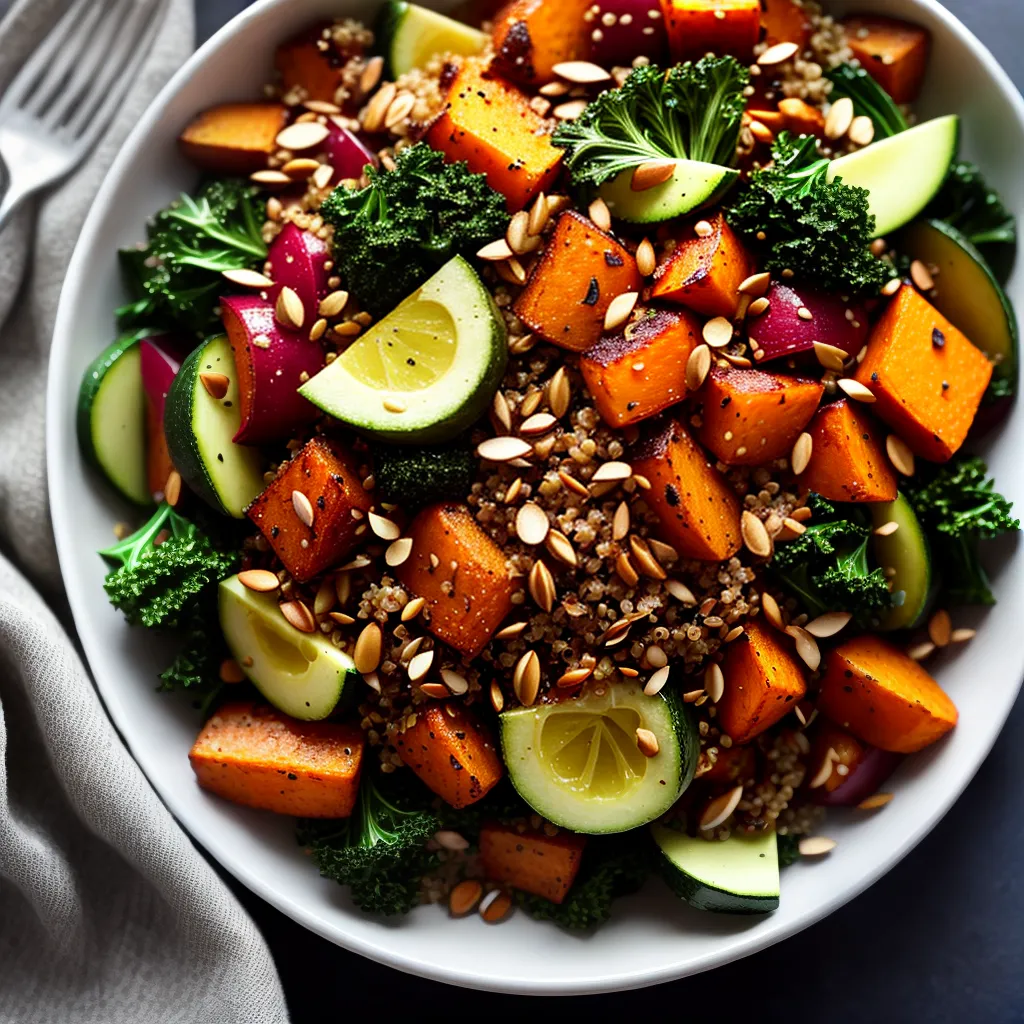 Pratos vegetarianos: opções saudáveis e saborosas para o seu cardápio 4 Fotos prato colorido vegetais graos quinoa