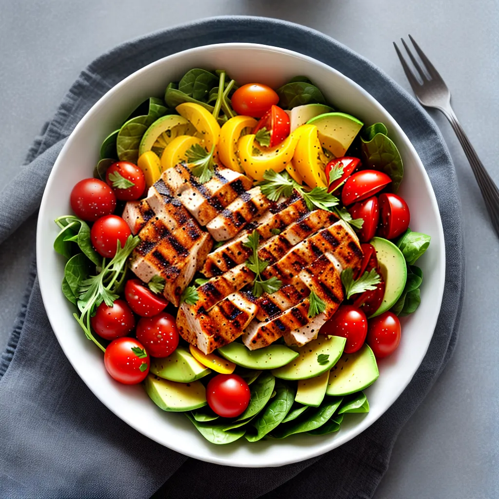 Fotos salada fresca avocado tomate frango