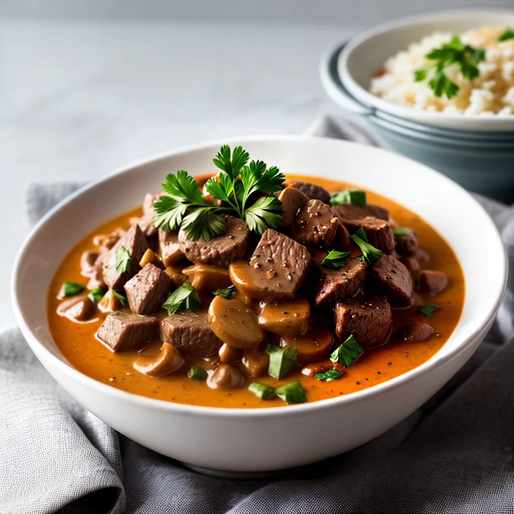 O que é e como preparar um autêntico Strogonoff Russo. 1 Fotos strogonoff carne arroz creme