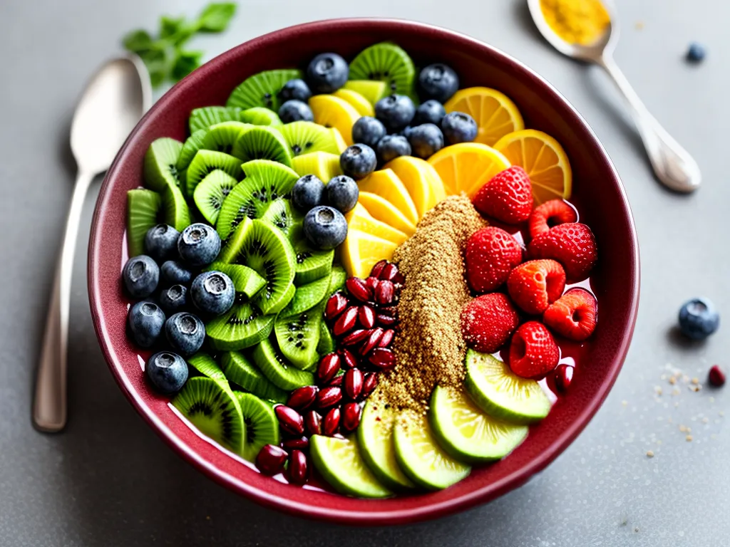 Fotos tigela smoothie frutas verdes saude