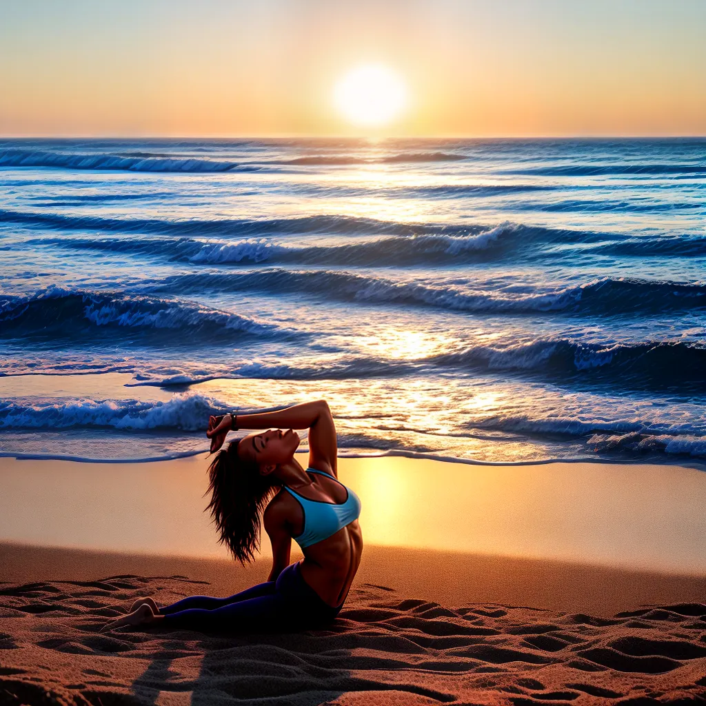 Fotos yoga praia amanhecer serenidade