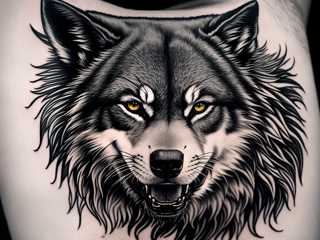 fotografia tatuagem lobo masculina