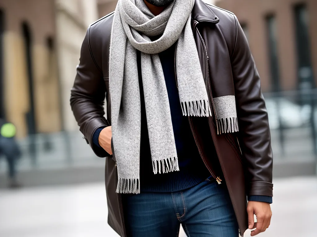 Estilo e Elegância: Cachecol Masculino Moderno 3 ilustracao cachecol masculino