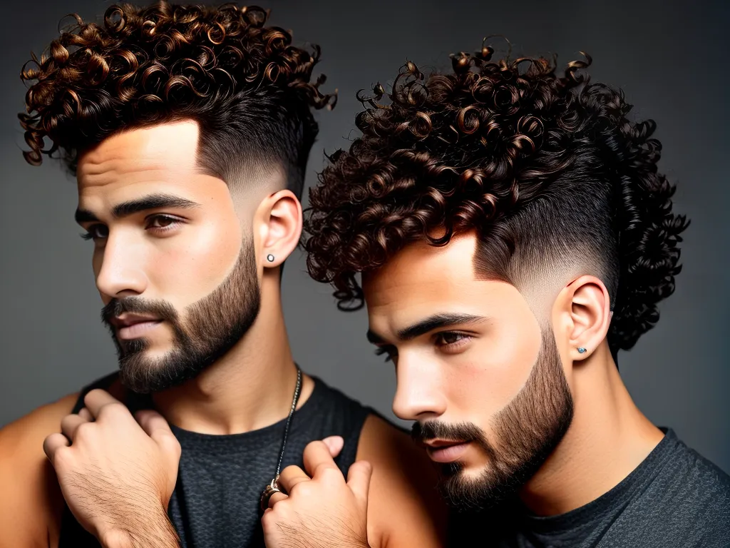 ilustracao corte fade masculino cacheado