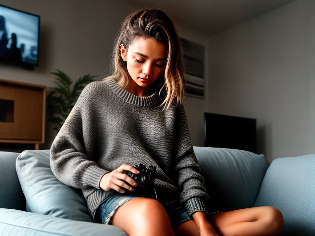 Gata Gamer: A Combinação Perfeita de Habilidade e Beleza! 3 ilustracao gostosa jogando videogame