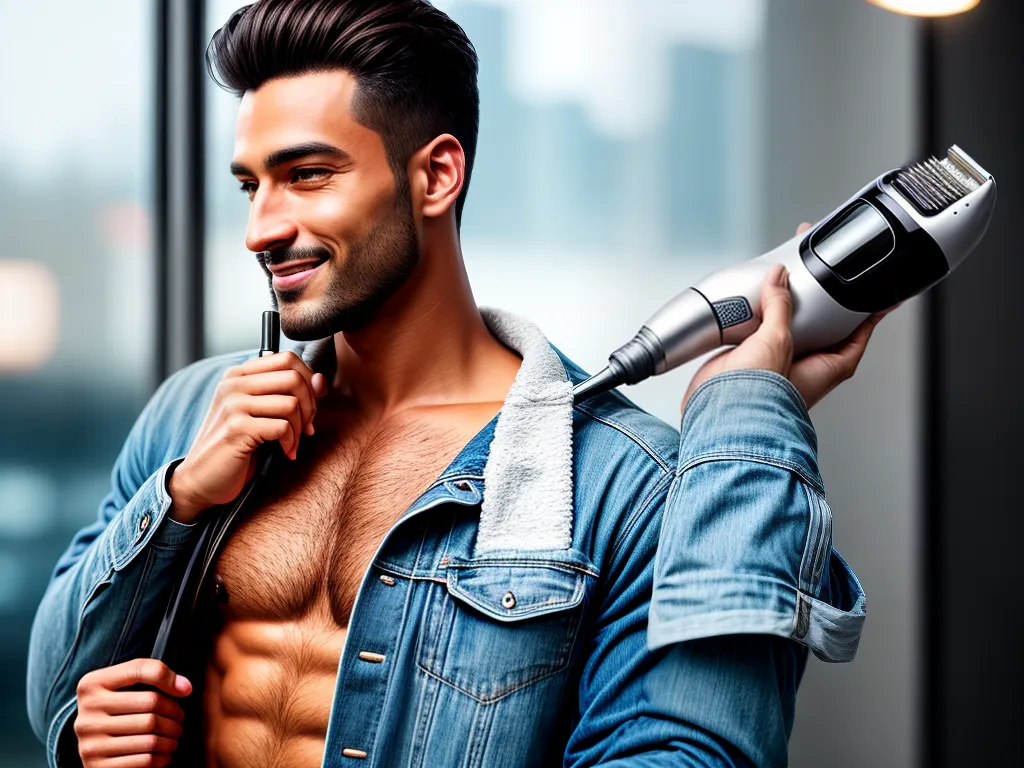 Fotos barbeador eletrico sorriso confiante