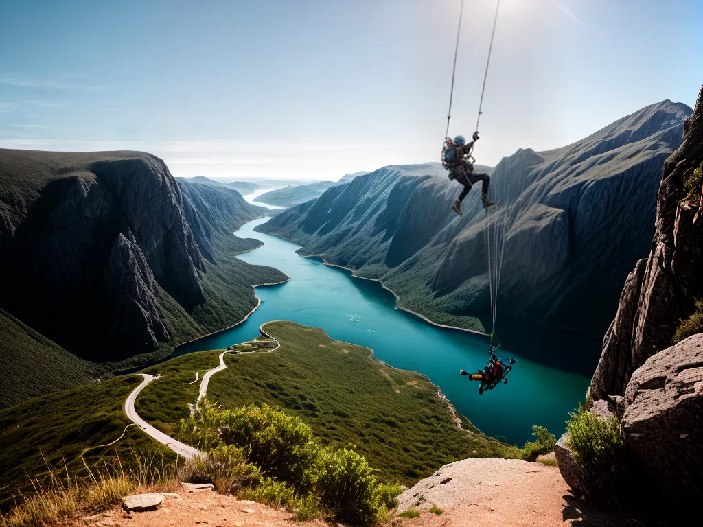 Fotos bungee jump equipamento paisagem