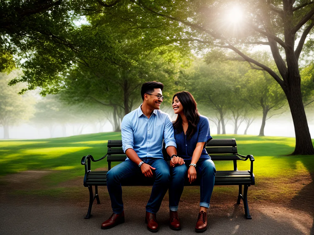 Fotos casal conversa banco parque 2